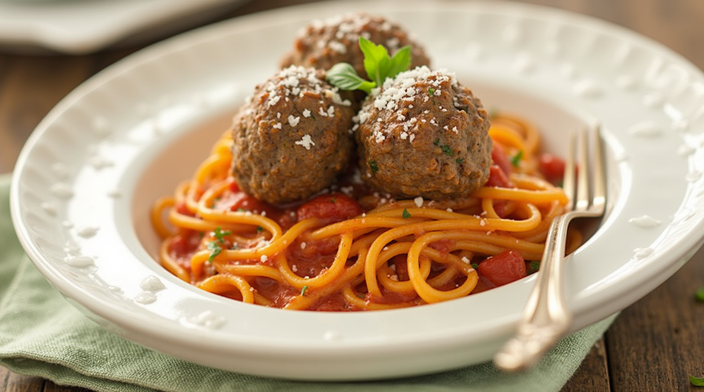 Шпагети со ќофтиња од леќа