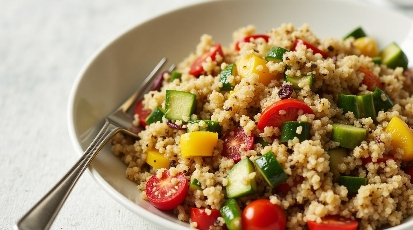 Салата од киноа со печен зеленчук